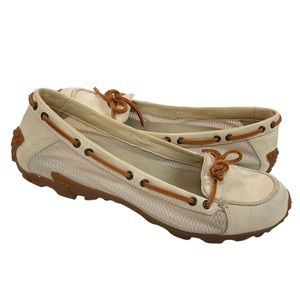 MERRELL Boat Shoes Marina Ivory VIBRAM Sole Size 8.5